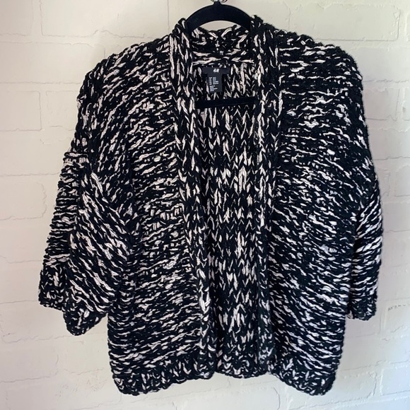 H&M cardigan sweater open front chunky knit soft oversized xs‎ marled - Picture 1 of 2